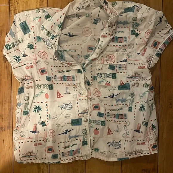J. Crew White Travel-Themed Pajama Set - Picture 2 of 5